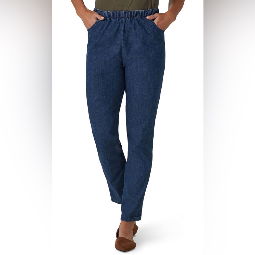 Chic Dark Blue Women’s Pull On Jeans with Elastic Waist